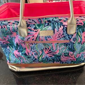 Lilly Pulitzer Vibrant Blue and Pink Tropical Tote